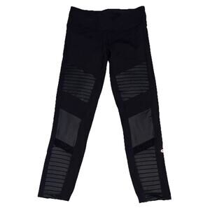 Alo Yoga Moto Leggings Size S 23" Inseam Black Cropped High Waist Athletic Gym